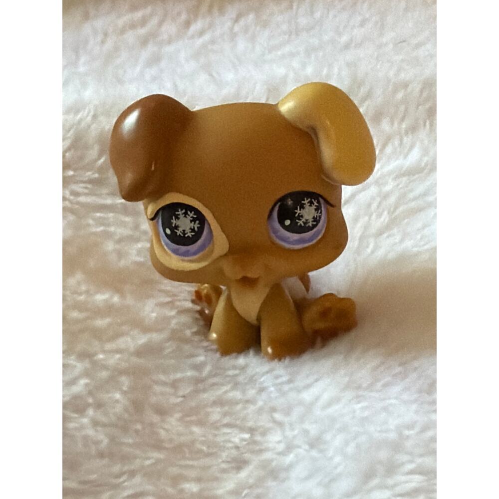 LPS Littlest Pet Shop Puppy #760 Brown Puppy Purple Snowflake Eyes 2007 G2 - Picture 1 of 15